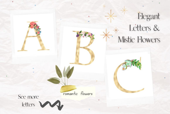 Gold Foil Alphabet with Mystical Flowers: A Unique Tool for Creative Professionals