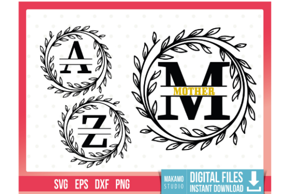 Laurel Wreath Split Monogram Alphabet