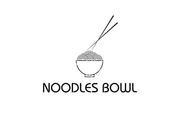 Vintage Chinese Noodles Bowl Chopsticks Vector Design